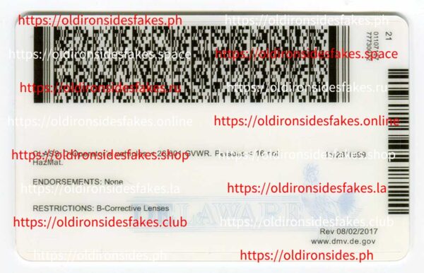 Delaware Driver License(New DE O21) - Image 2